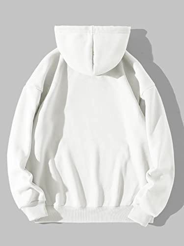 SOLY HUX Women Casual Fashion California Hoodie Los Angeles Pullover Drawstring Graphic Sweatshirt White Cartoon Dinosaur M