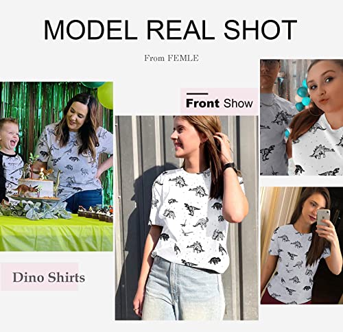 Women Dinosaur Funny Shirt Crewneck Casual Loose Cute Tops Long Sleeve Hoodie Pullover Sweatshirt