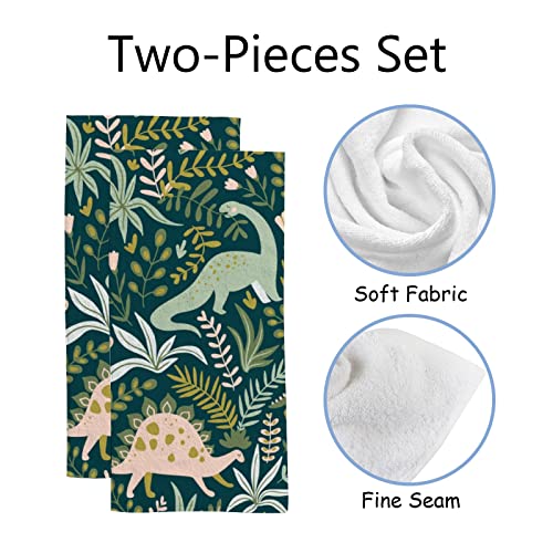 Dinosaur Palm Print Towels 2 Pack - Green
