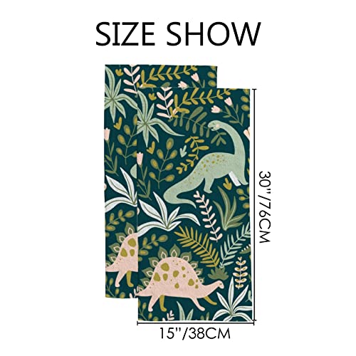 Dinosaur Palm Print Towels 2 Pack - Green