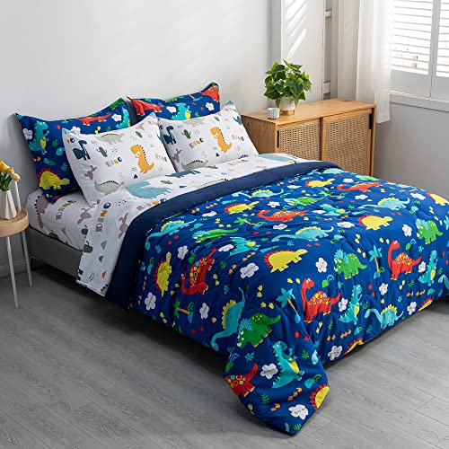 7 Piece Full Size Dinosaur Bedding Set