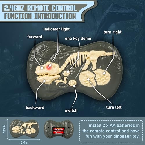 Remote Control Dinosaur for Kids Boys Girls,2.4G Electronic RC Toys Educational Simulation Velociraptor with 3D Eye Shaking Head & Roaring Sounds,Indoor Toys for 3 4 5 6 7 8 9 10 Year Old Gifts(Gray)