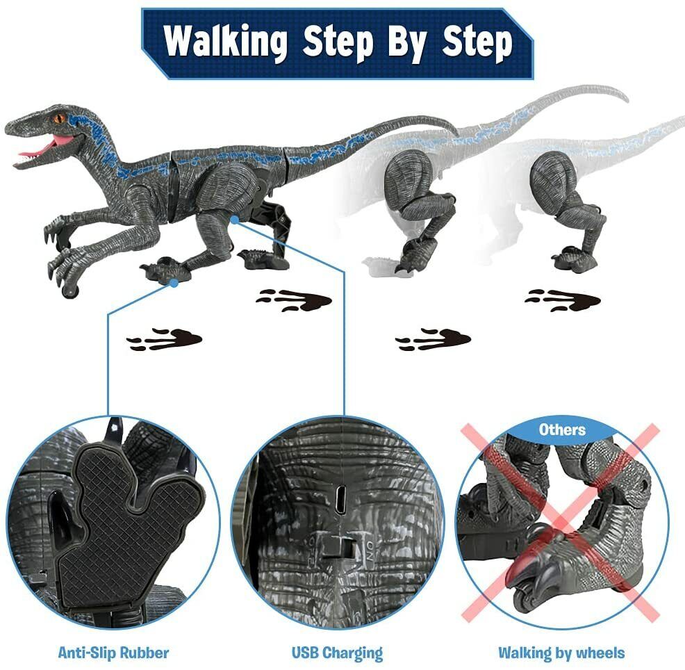 Jurassic Dinosaur Toys Remote Control Dinosaur RC Realistic Raptor Velociraptor
