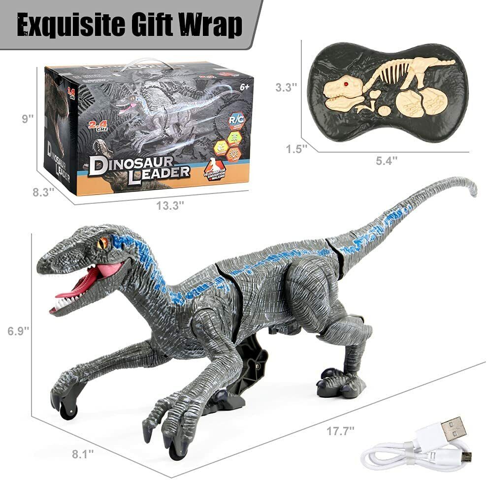 Jurassic Dinosaur Toys Remote Control Dinosaur RC Realistic Raptor Velociraptor