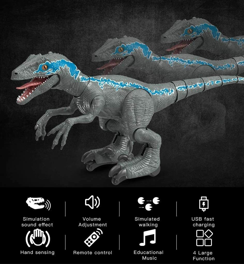 Jurassic Dinosaur Toys Remote Control Dinosaur RC Realistic Raptor Velociraptor