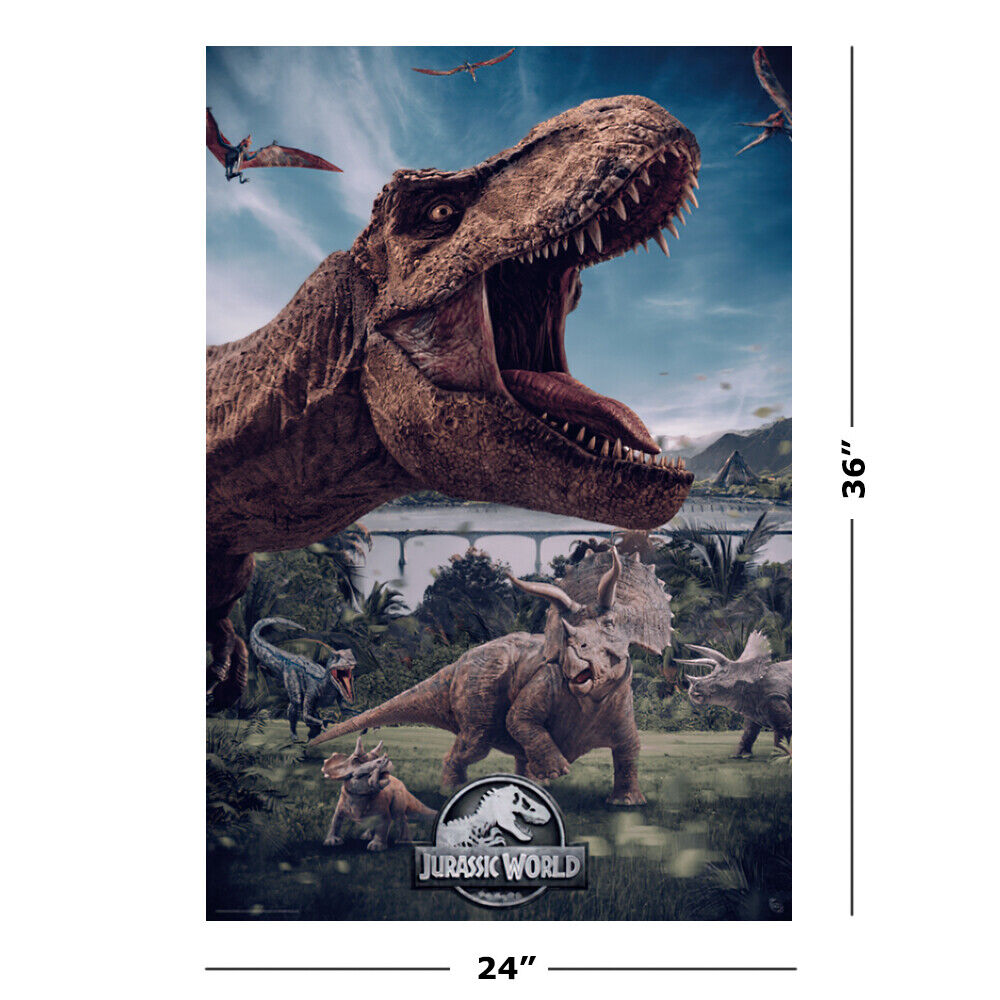 Jurassic World Movie Poster (T-Rex, Velociraptor)