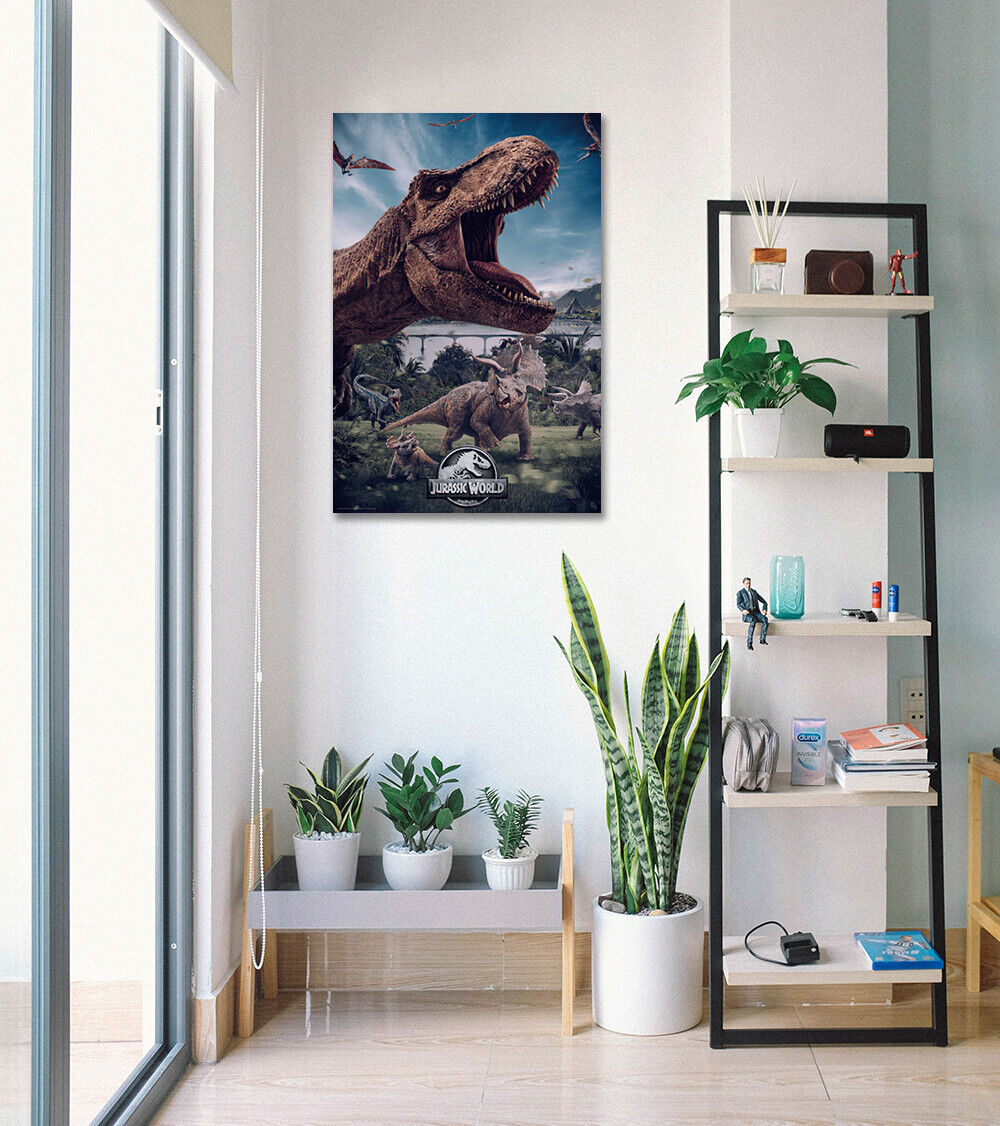 Jurassic World Movie Poster (T-Rex, Velociraptor)