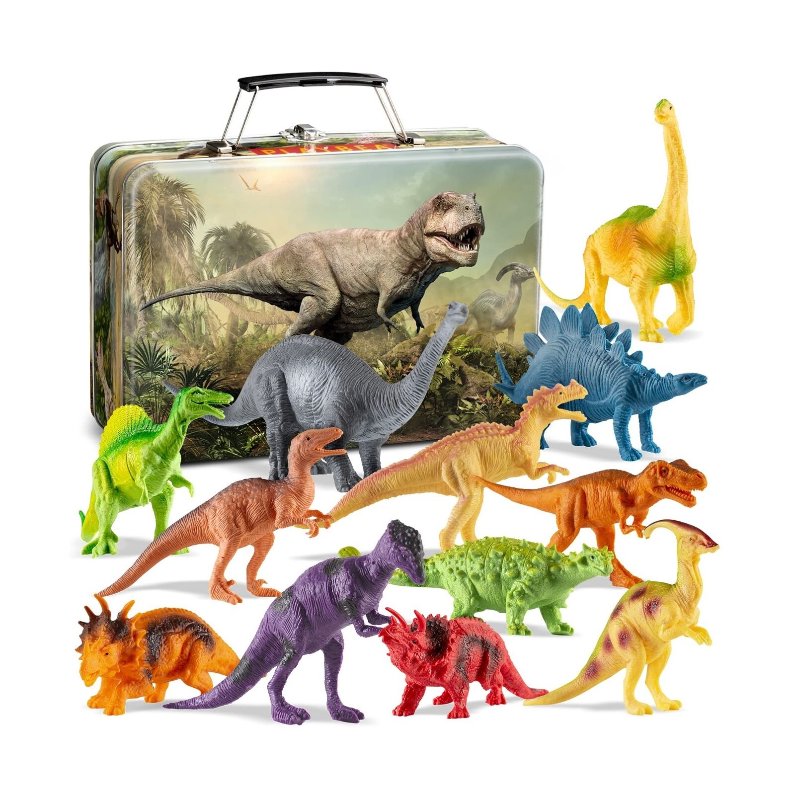 12 Realistic Dinosaur Figures with Storage Box