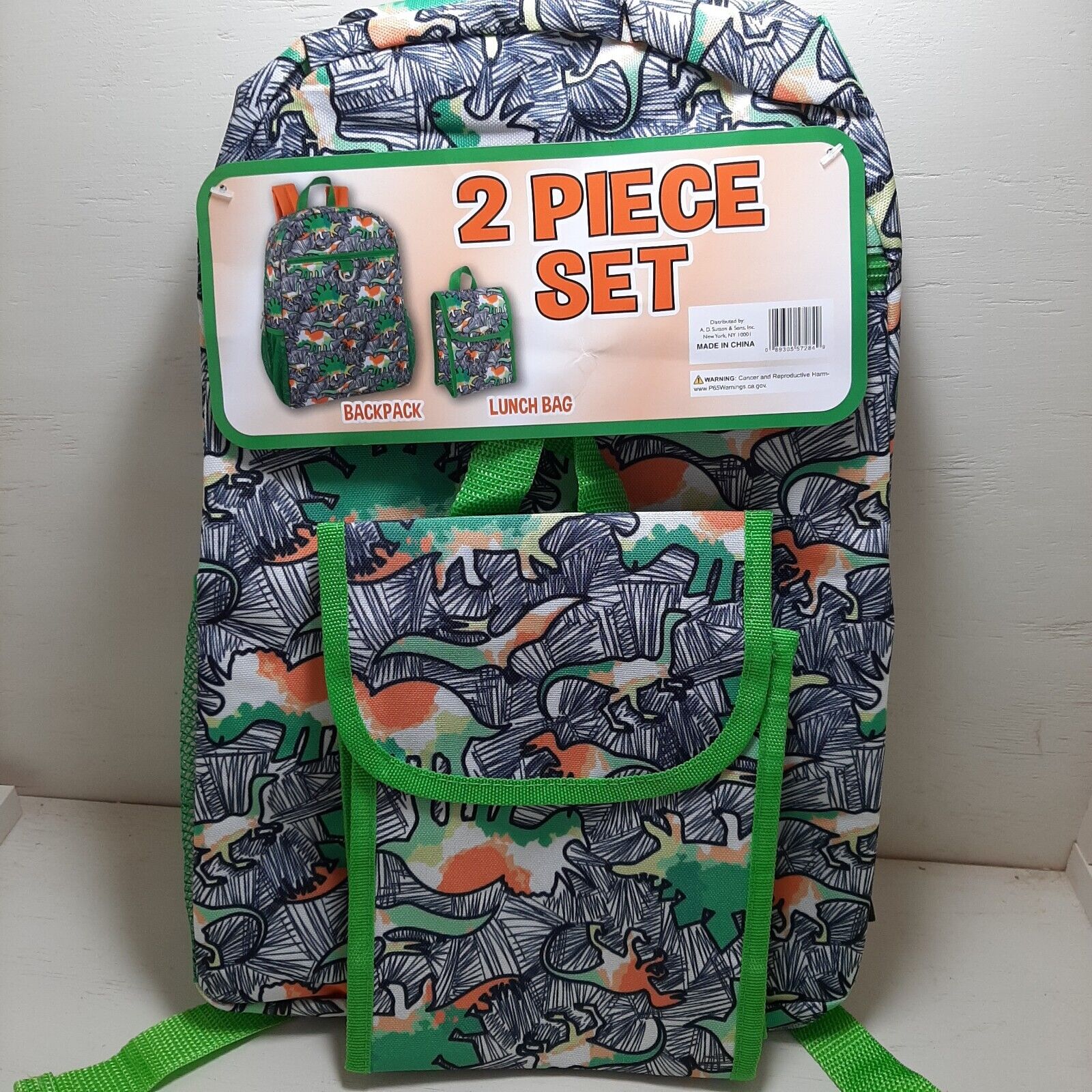 Dinosaur-theme Kids Backpack and Lunch Box Set