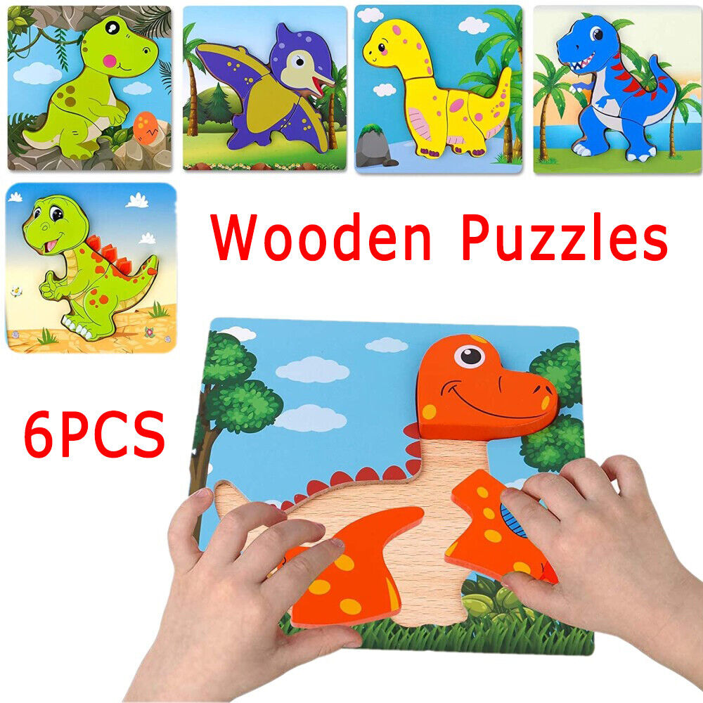 6-Piece Dinosaur Puzzle Set for Kids Learning