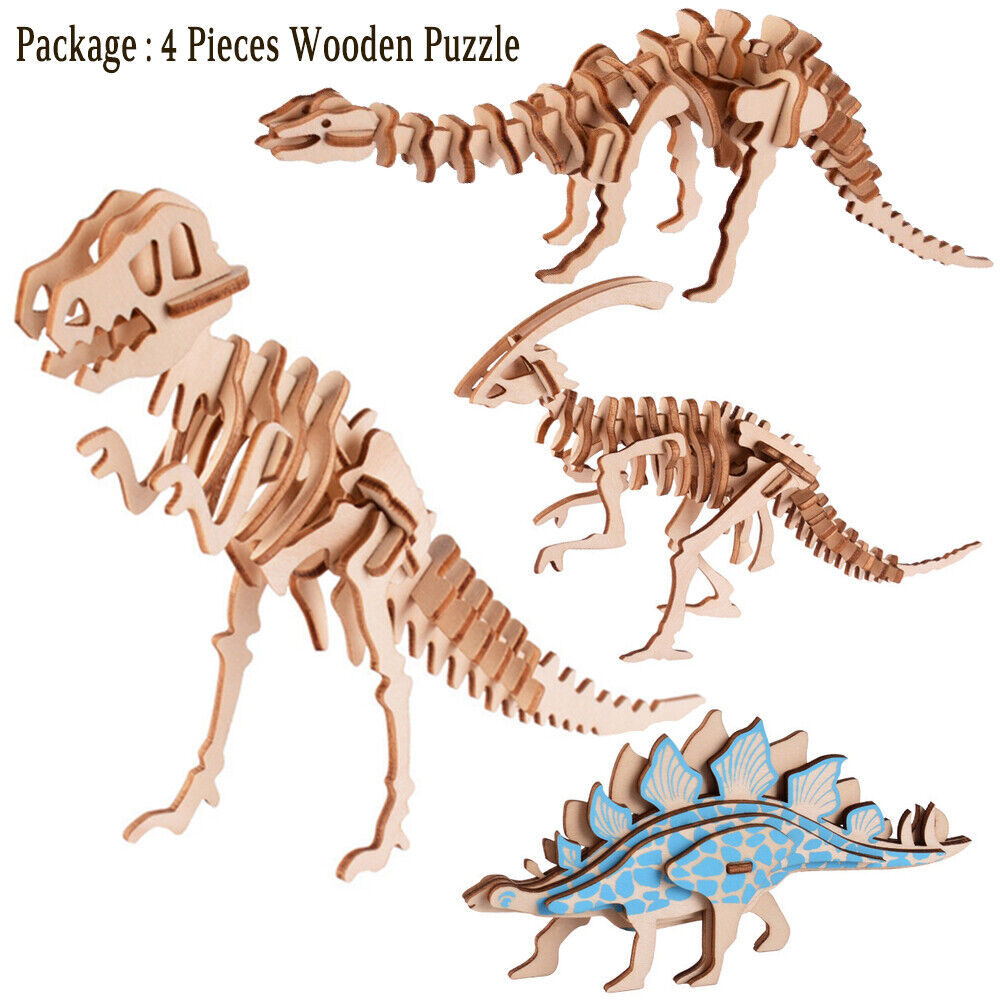 Wooden Dinosaur Skeleton Puzzle - 4 Pieces