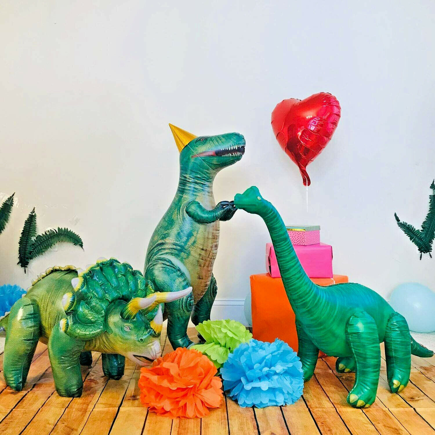 Jet Creations Triceratops Tyrannosaurus Brachiosaurus Inflatable Dino Party Toy
