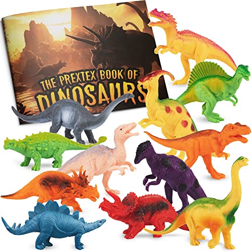 PREXTEX Dinosaur Toy Figures & Educational Book Set