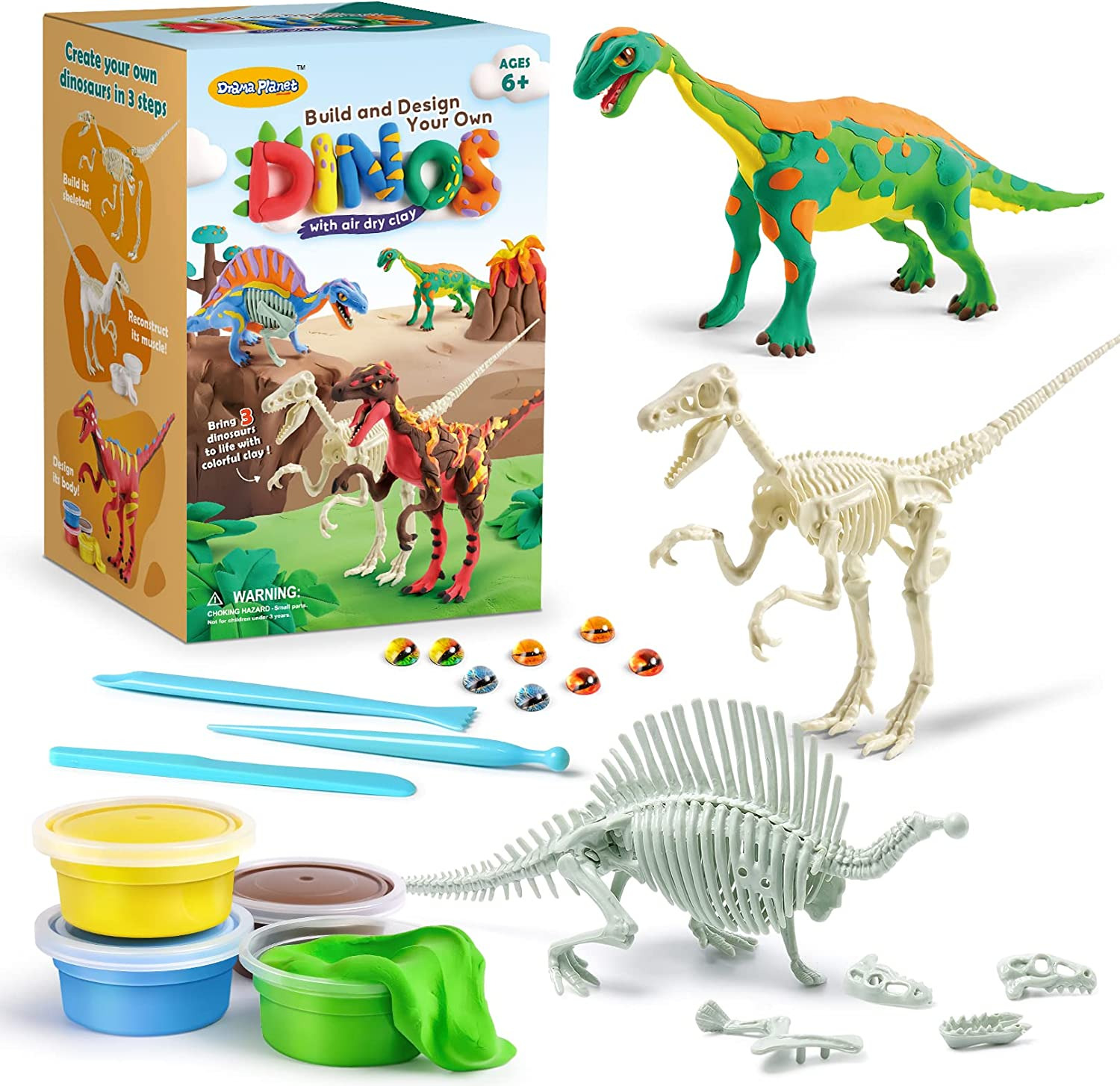 Air Dry Clay Dinosaur Craft Kit for Kids, Build and Design Your Own Dinosaurs wi