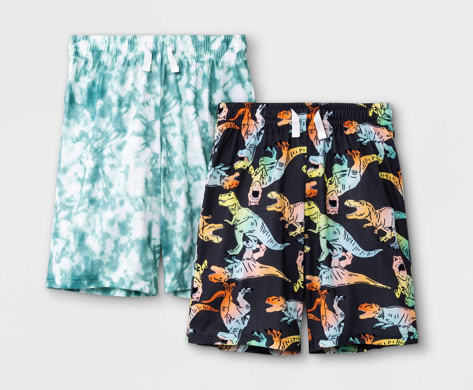 NEW Cat & Jack 2-Pair PJ Sleep Shorts Dinosaur Tie Dye Elastic Waist Medium 8/10