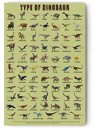 JINNAZY Dinosaur Poster with Names Dino type Learning Poster Kids Nursery Room preschool Dinosaur Poster Unframed 12x18 inch