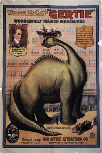 Gertie the dinosaur Winsor McCay 1914 cartoon poster print