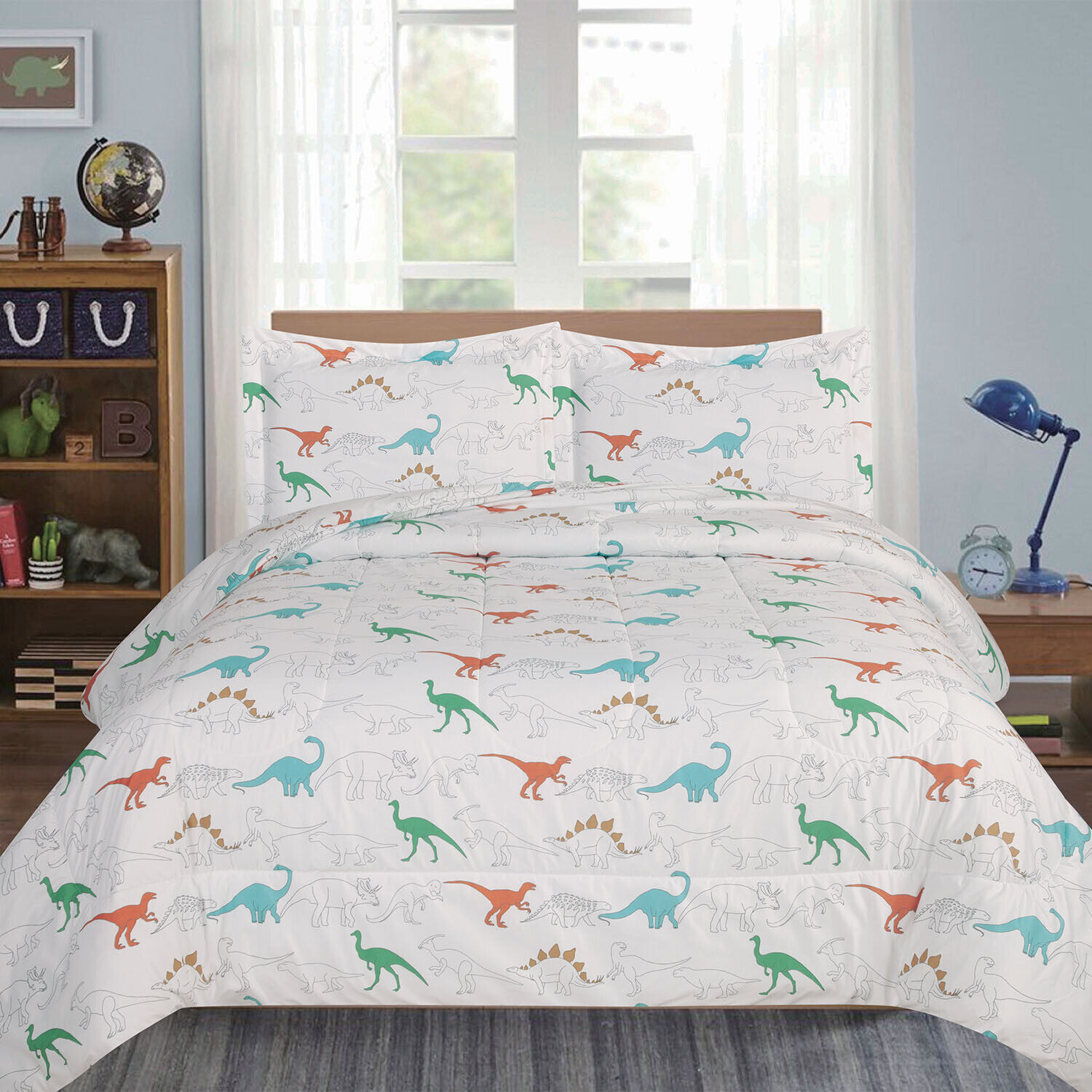 Colorful Dinosaur Comforter Set for Kids