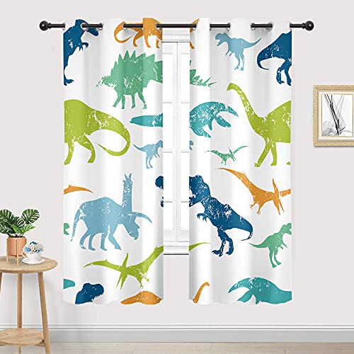 Cartoon Dino Curtains for Kids' Rooms