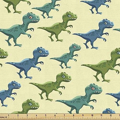 Jurassic Dinosaurs Fabric by Ambesonne - 1 Yard