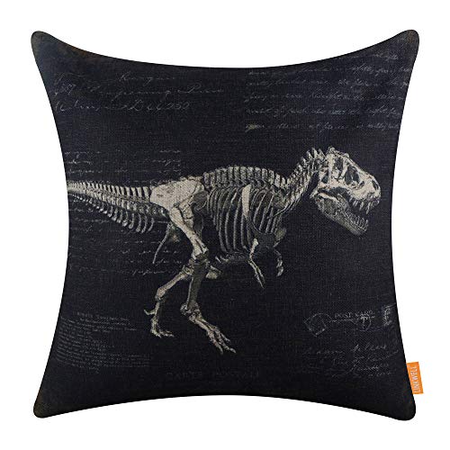 Vintage Dinosaur Cushion Cover 18x18 inch Printed Black