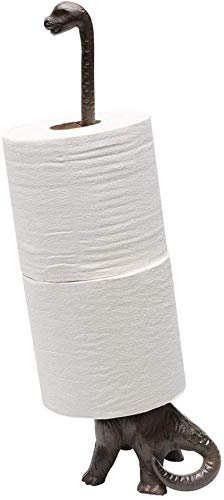 WallCharmers Rustic Paper Towel Holder, Metal Toilet or Kitchen Paper Holder for Floor or Countertop, Rustic Dino
