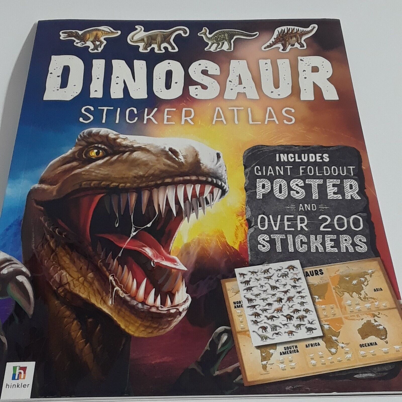 Dino Sticker Book with Wall Map Poster - Educational