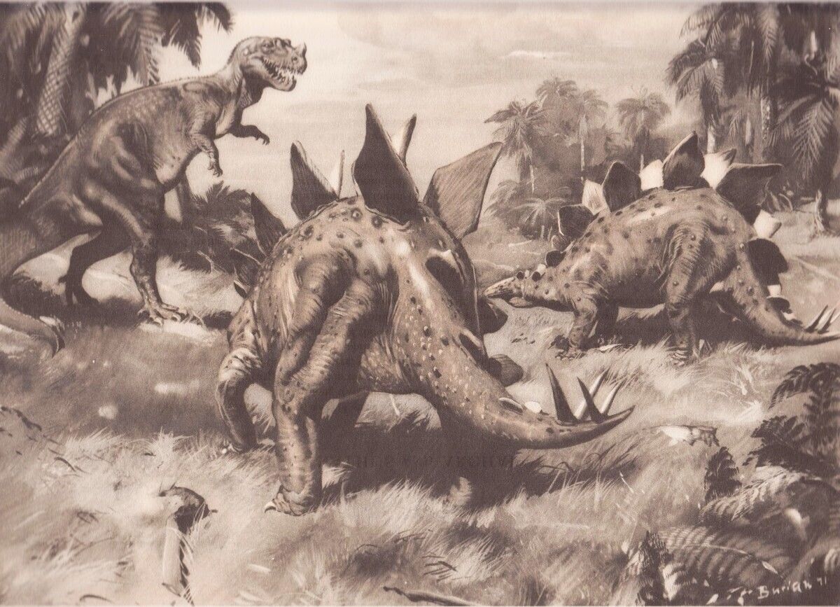 1963 Sepia Print of Colorado Dinosaurs
