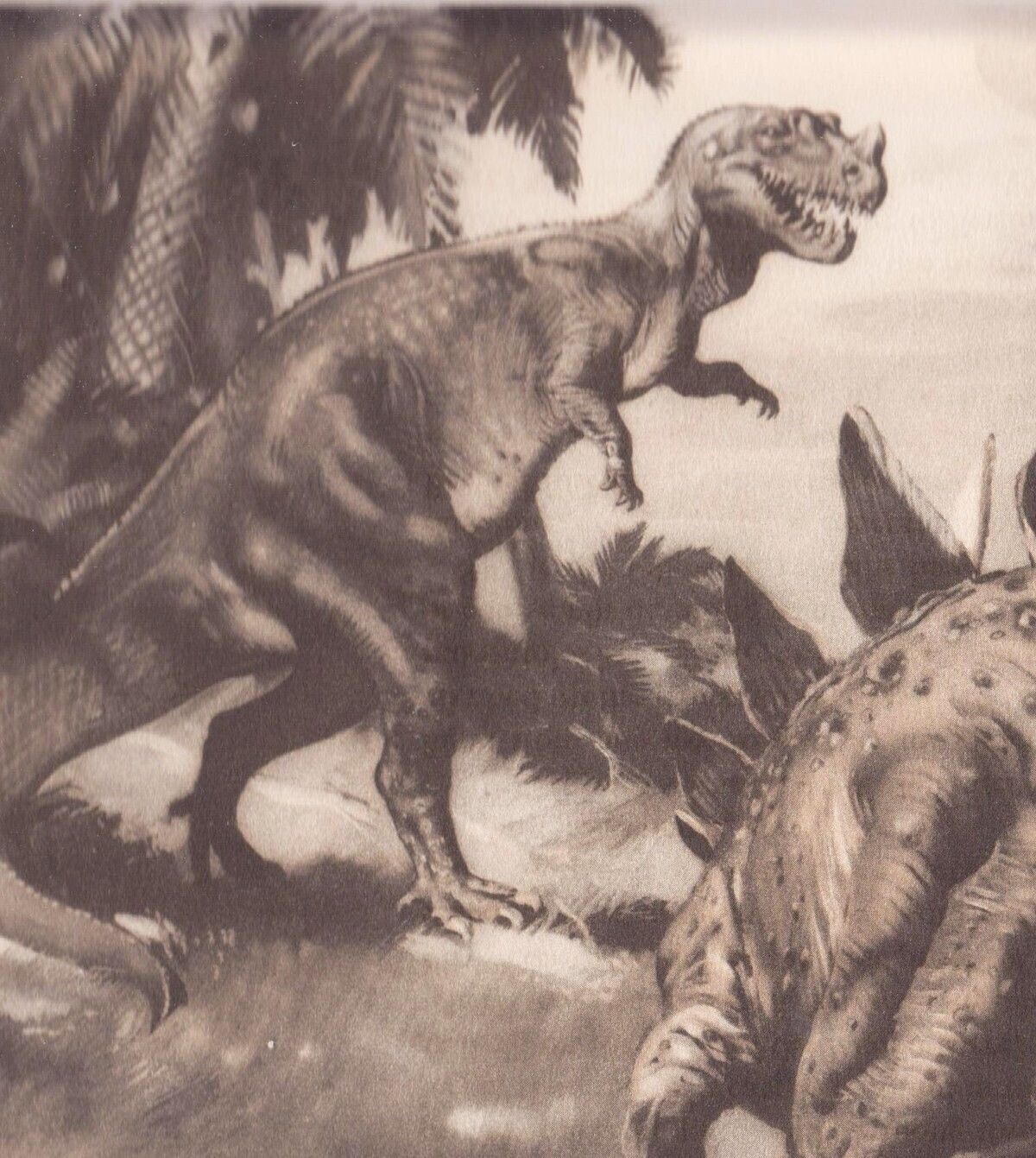 1963 Sepia Print of Colorado Dinosaurs