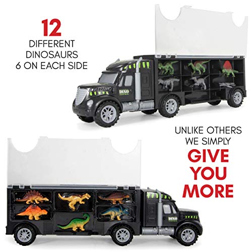 12 Dinosaur Toys with Truck Carrier for Boys