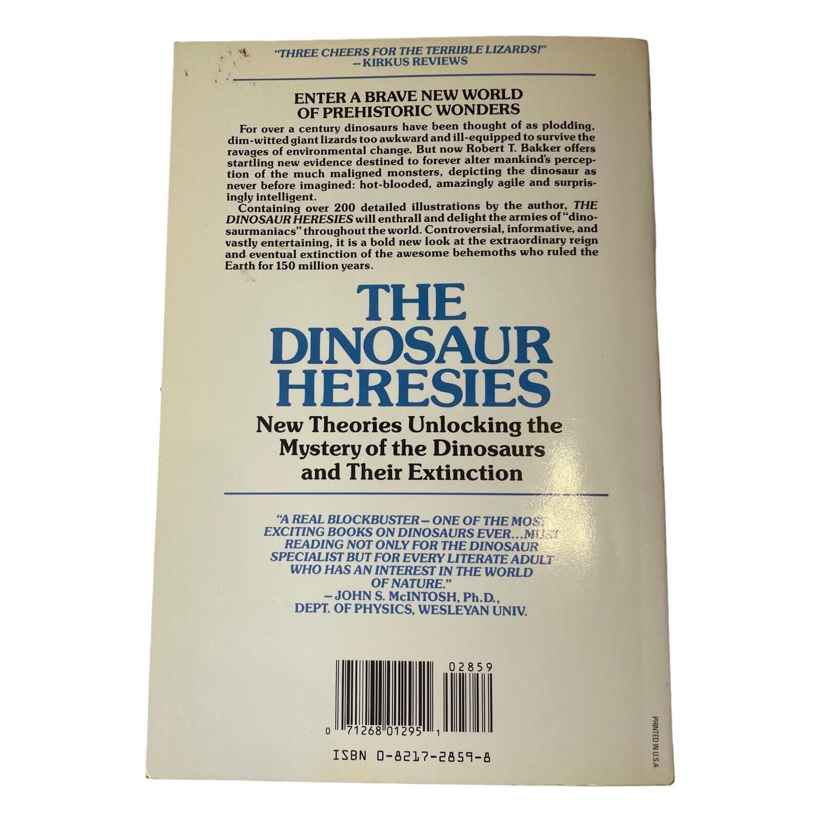 Signed Dinosaur Heresies Book by Robert T. Baker