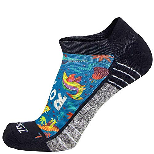 Dinosaur Teal Running Socks - Moisture-Wicking Comfort
