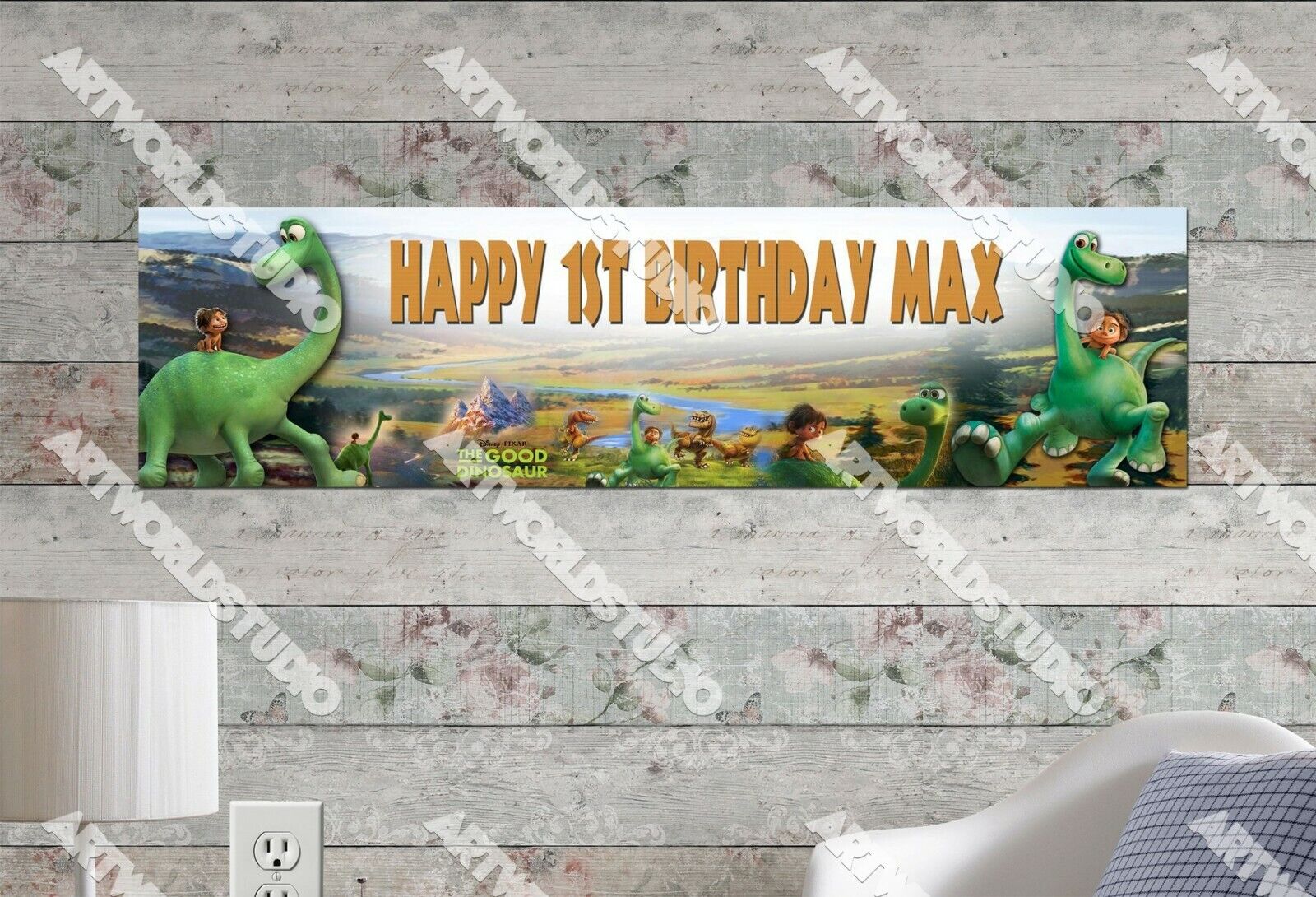Custom Dinosaur Birthday Banner with Name