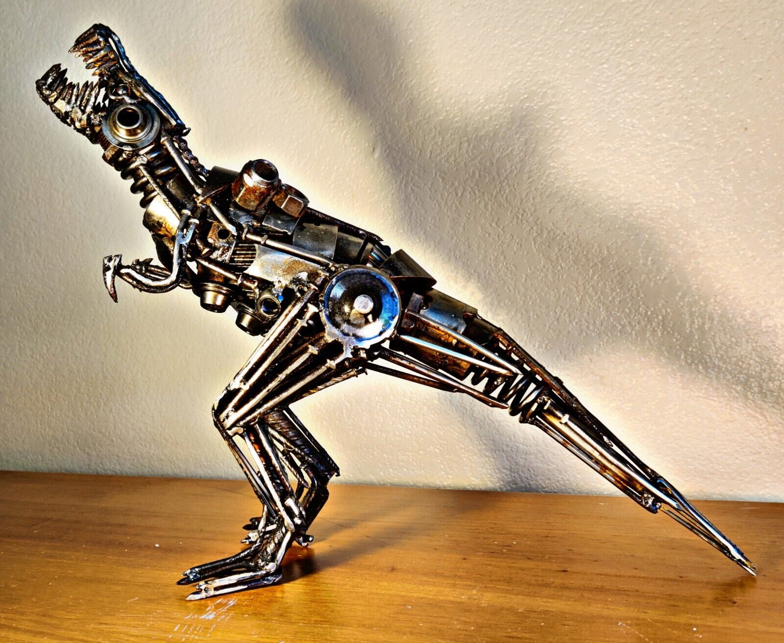TREX dinosaur sculpture welded custom metal art