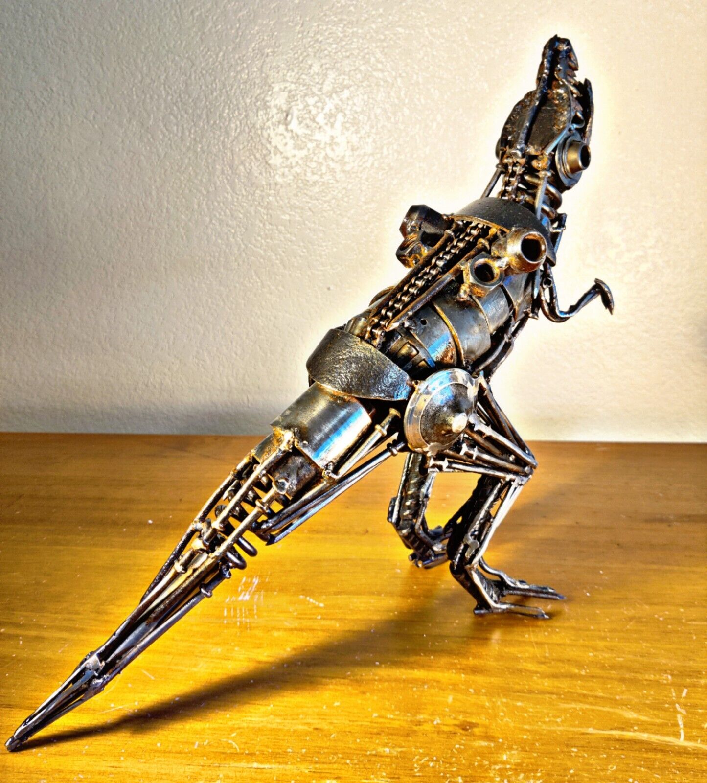 TREX dinosaur sculpture welded custom metal art