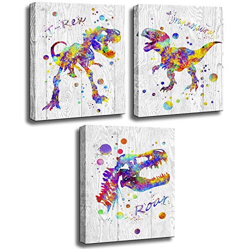 Colorful Dinosaur Canvas Wall Decor for Kids Room