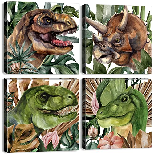 Dinosaur Room Decor Set: 4 Dino Posters