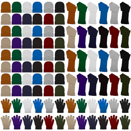 144-Piece Kids Winter Set: Hats, Gloves, & Scarves