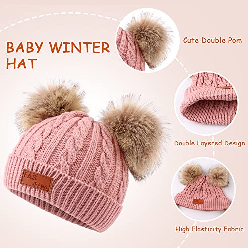 3-Piece Kids Winter Beanie, Scarf, Gloves Set (Deep Pink)