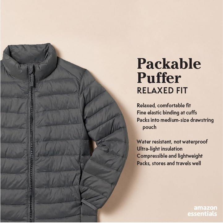 Boys' Packable Puffer Jacket - Lightweight & Water-Resistant