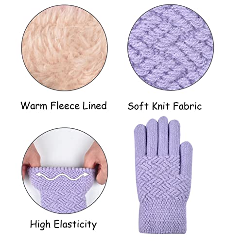 Girls Winter Hat Scarf Gloves Set with Pom Poms