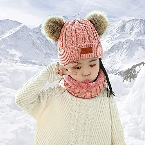 3-Piece Kids Winter Beanie, Scarf, Gloves Set (Deep Pink)
