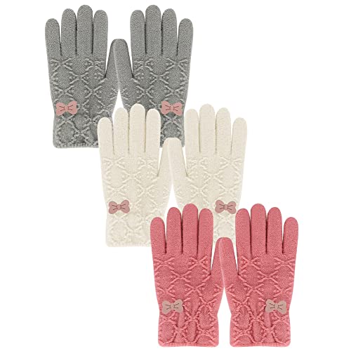 3 Pairs Kids Soft Warm Winter Gloves, 5-12T