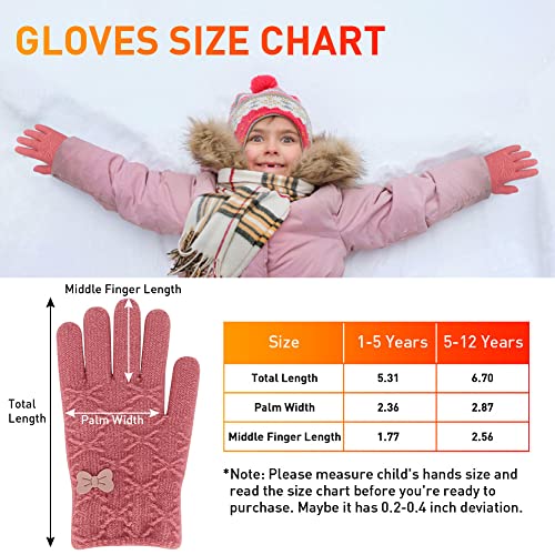 3 Pairs Kids Soft Warm Winter Gloves, 5-12T