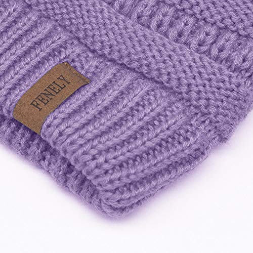 Purple Winter Hat, Scarf, Gloves Set for Kids