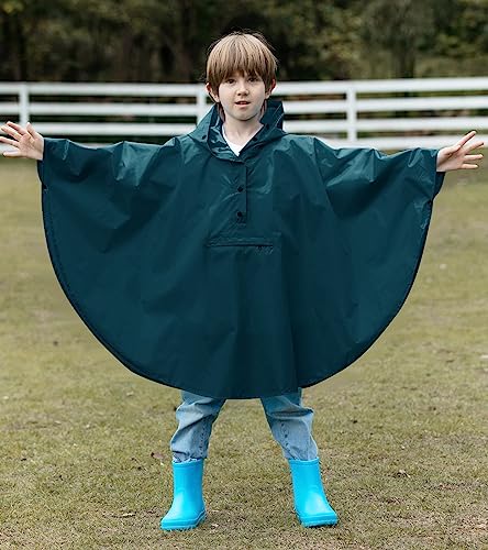 SaphiRose Kids Lightweight Waterproof Teal Rain Poncho