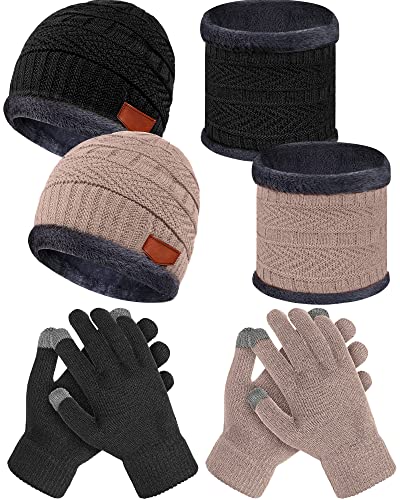 6-Piece Kids Winter Hat Glove Scarf Set, Touchscreen Mittens