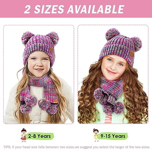 Rainbow Mix Kids Winter Hat Gloves Scarf Set