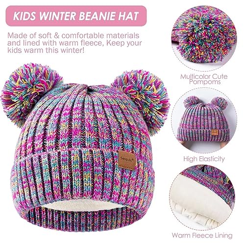 Rainbow Mix Kids Winter Hat Gloves Scarf Set