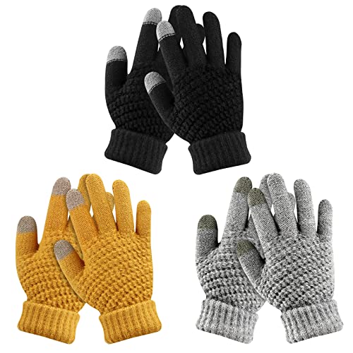 ONESING 3 Pairs Touch Screen Winter Gloves for Kids